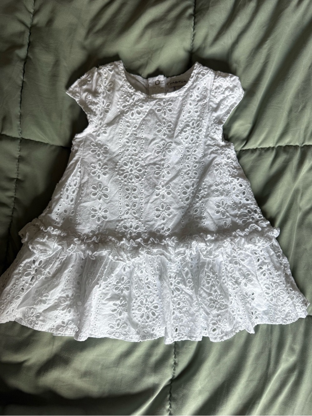 Habitual White Eyelet Ruffle Hem Dress for Girls